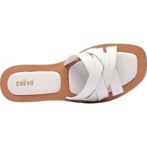 Crevo Strappy Slip-On White Women Sandal Size 6
